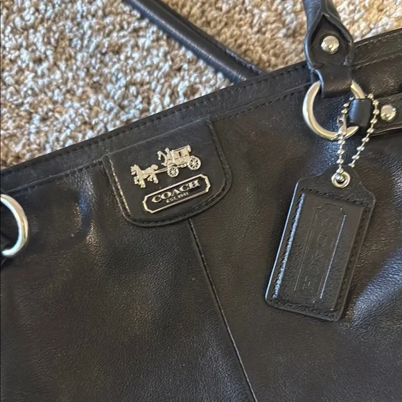 Coach Black Leather Tote Bag - Picture 3 of 8